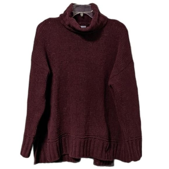 aerie Sweaters - Aerie Oversized Sweater Chenille Knit Turtleneck Split Hems Loose Chunky Knit XS
